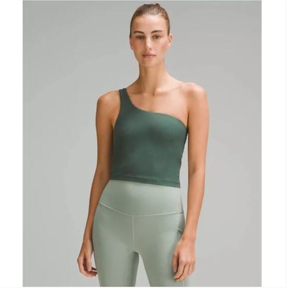 Lululemon Ribbed Nulu Asymmetrical Yoga Tank Top Dark Forest Teal - Picture 1 of 9